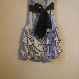 Size 7, short, strapless silver dress